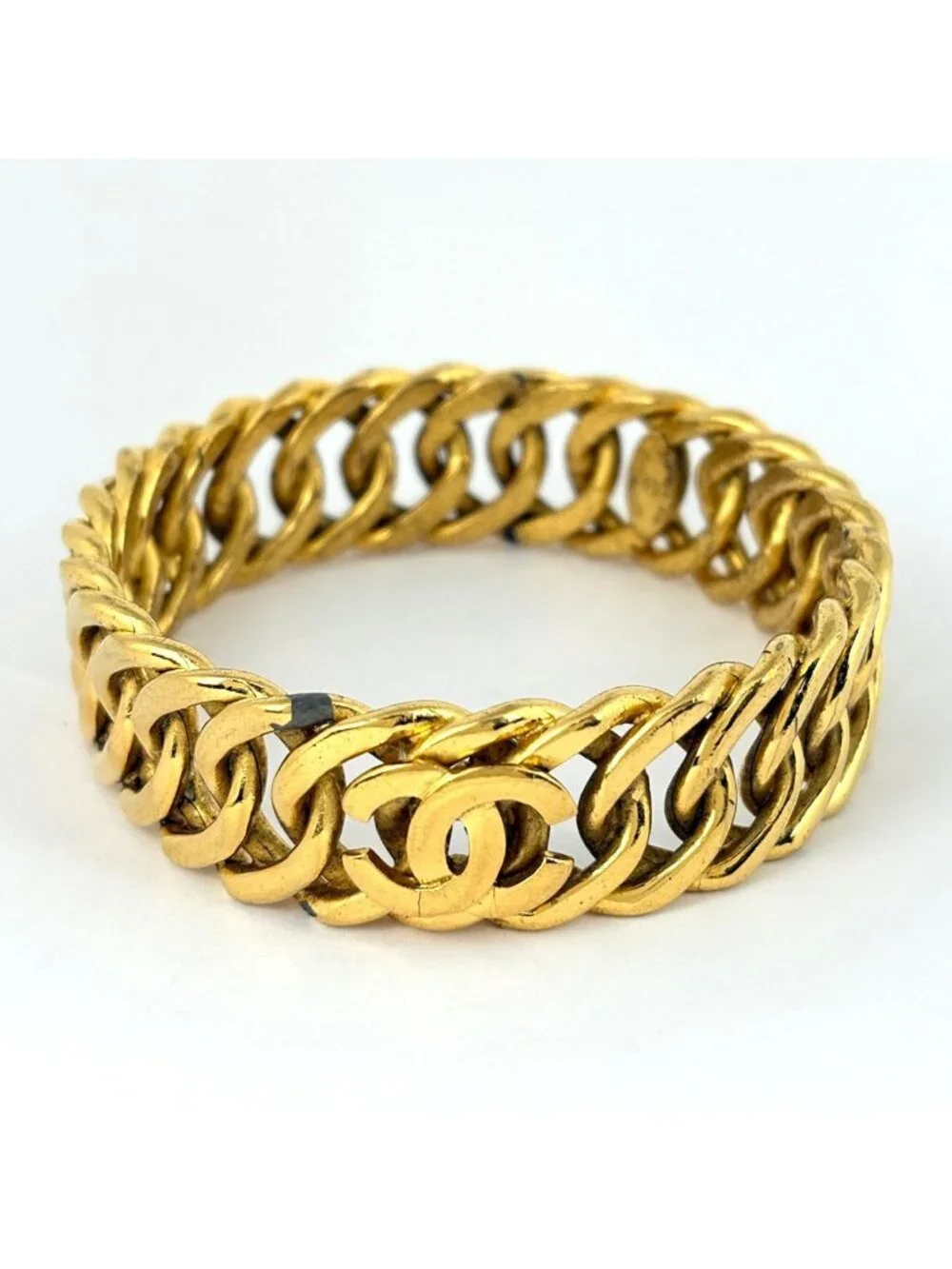 Chanel Bangle CC Logo Gold Plated Bracelet